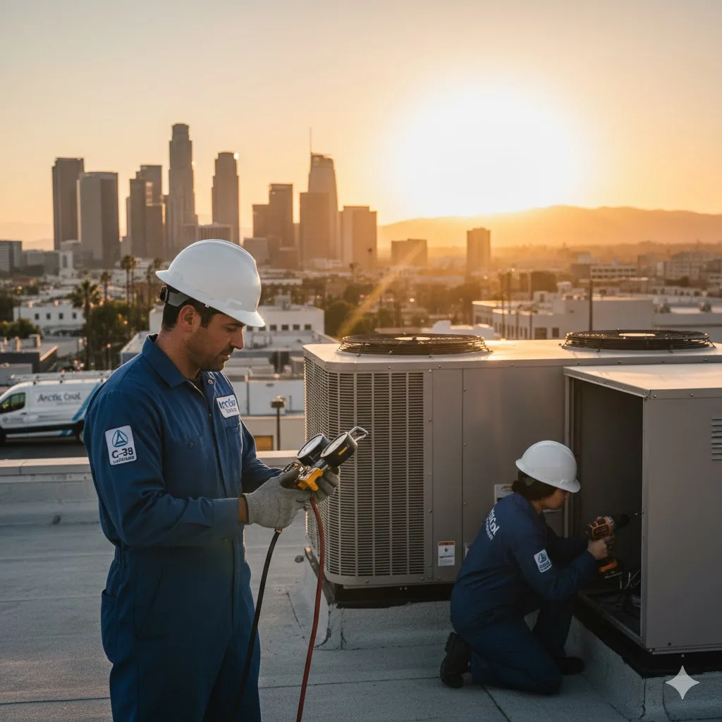 Commercial HVAC rooftop unit installation Los Angeles