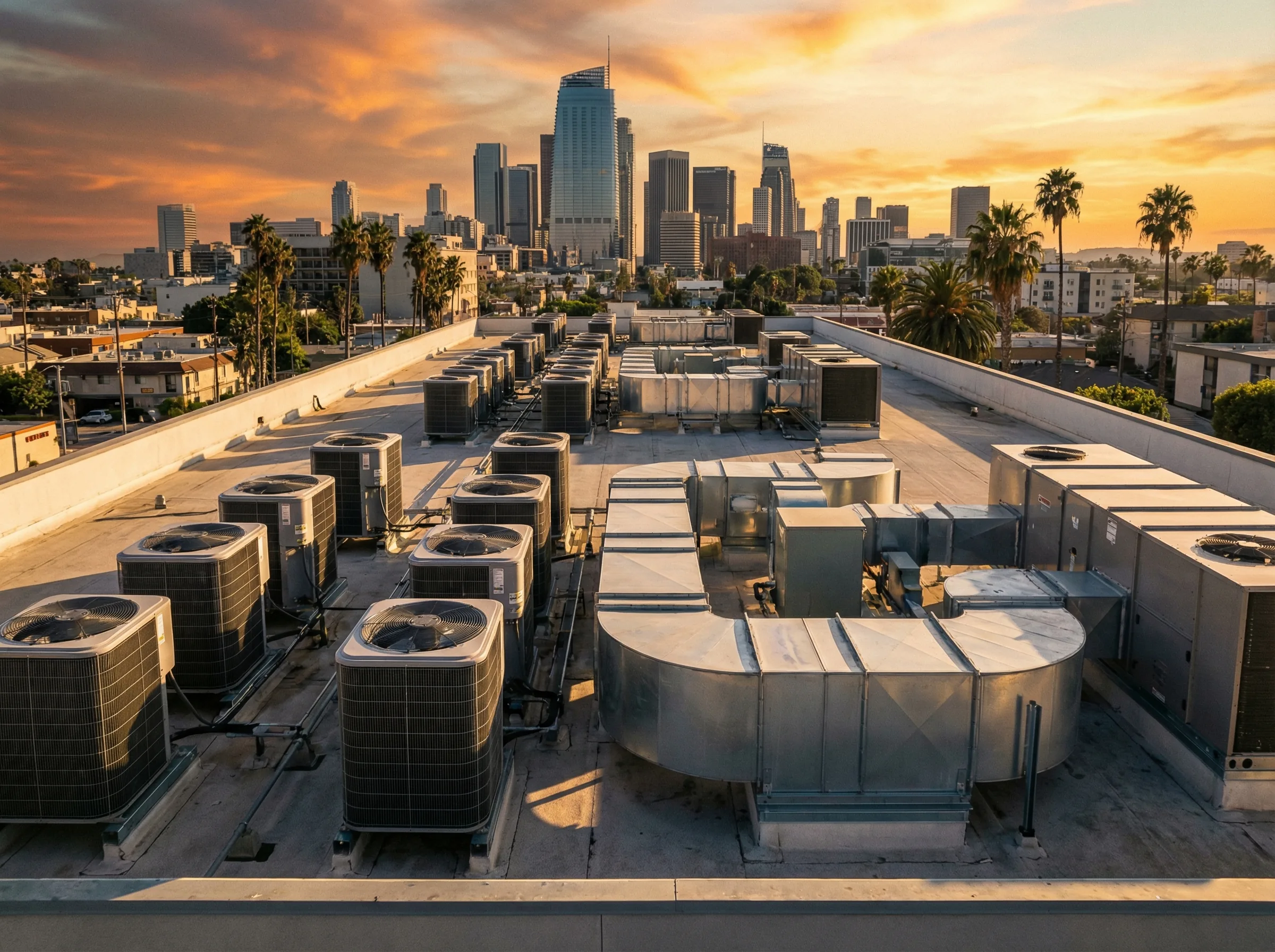 Commercial AC rooftop unit installation