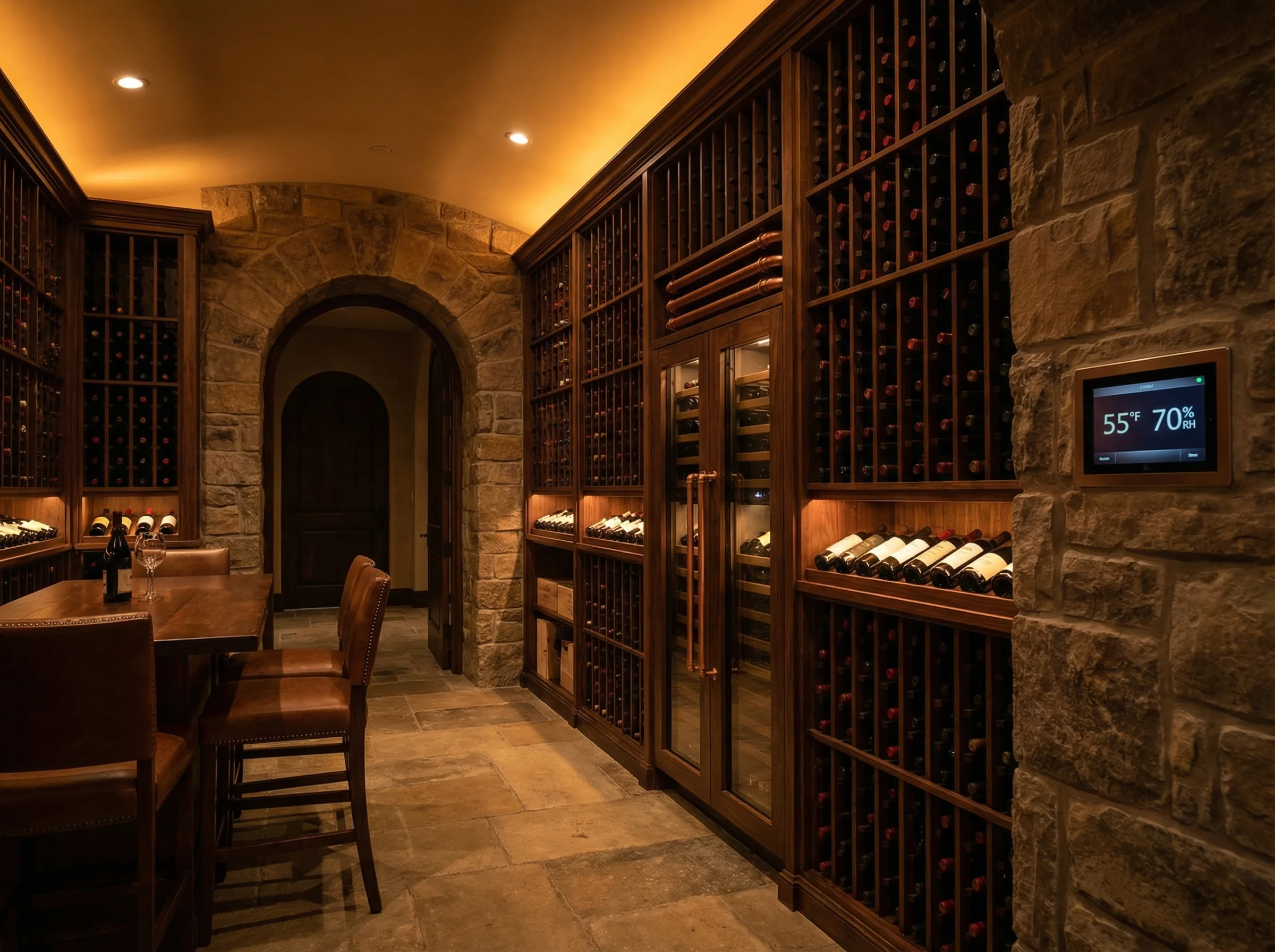 Wine cooler storage with properly stored bottles