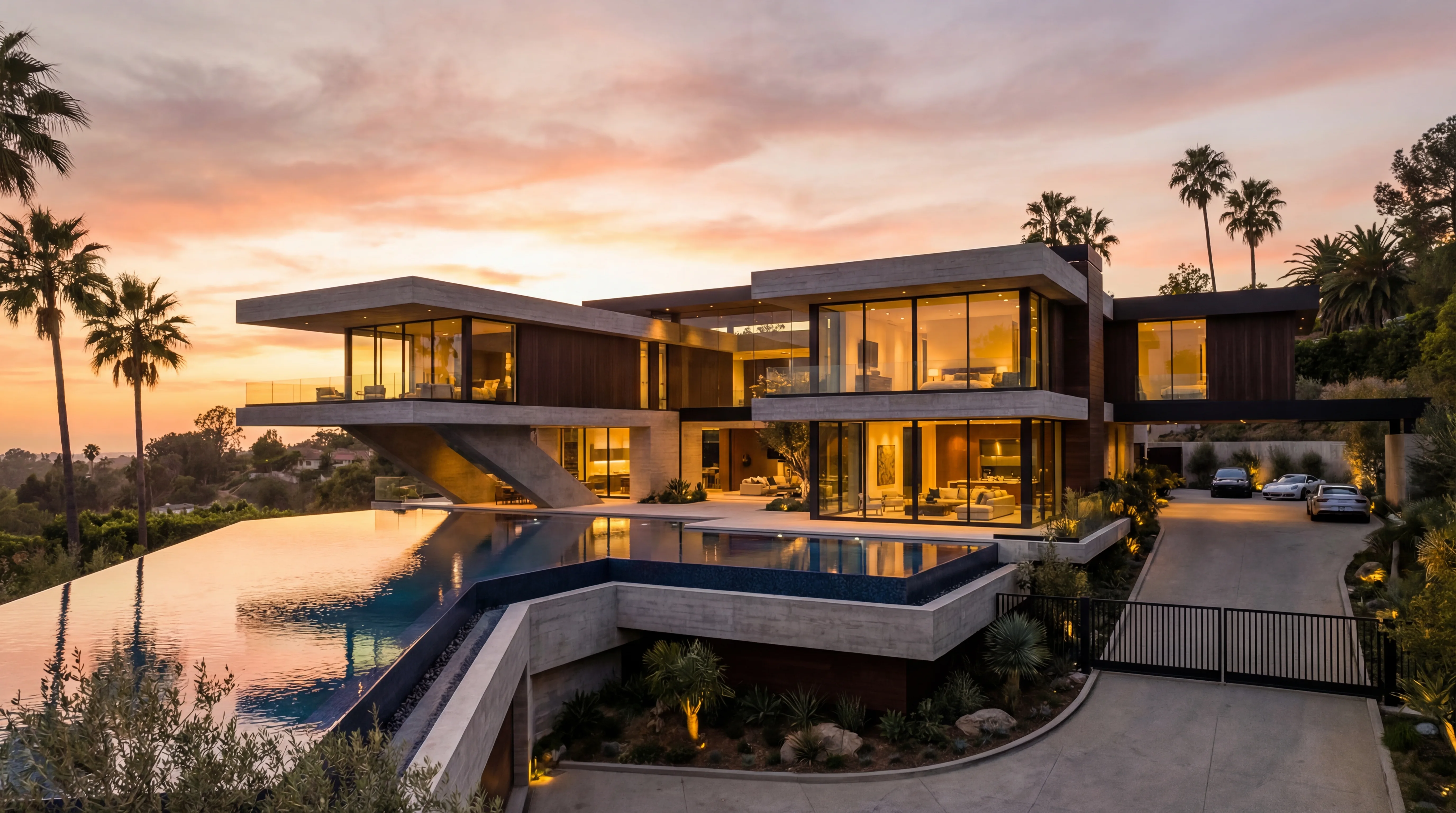 Modern luxury home at sunset — Arctic Cool Refrigeration serves premium LA residences